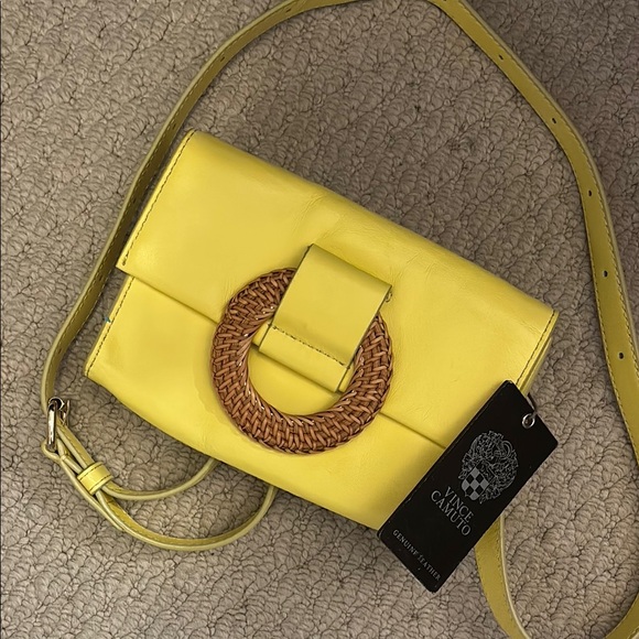 Vince Camuto Handbags - VINCE CAMUTO Marah Small Leather Crossbody Bag In Yellow